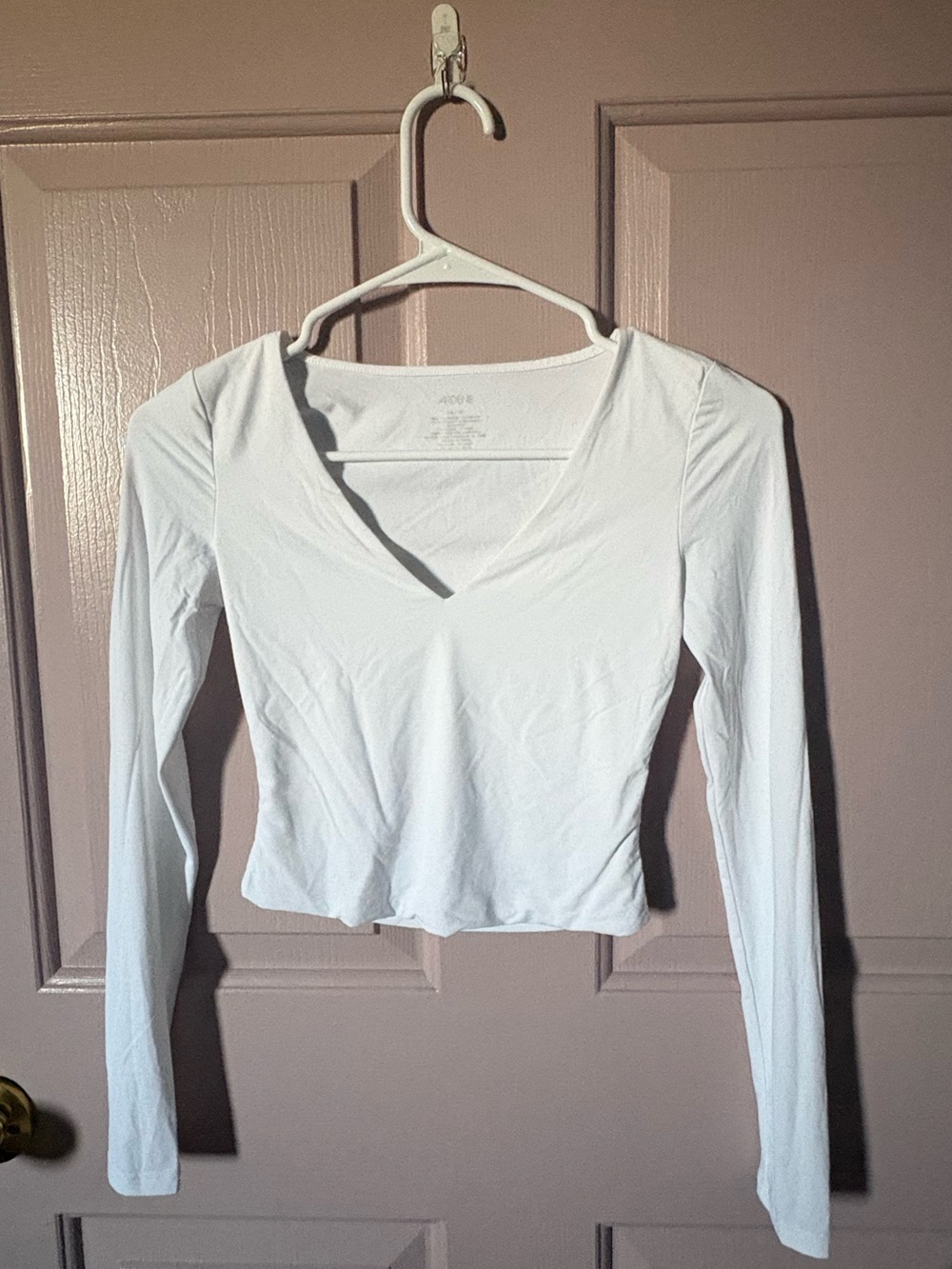 Ardene White V-Neck Long-Sleeve Cropped Top